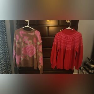 Cozy Floral Pink and Brown Sweater